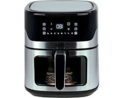 Heteluchtfriteuse - Airfryer Gezond Koken - Sneller Koken - 8 Voorgeprogrammeerde Instellingen - 65 Liter - Zilver Zwart