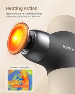 SnelShoppen - Mini Thermisch Massagepistool met Warmtefunctie, Draagbaar Percussiemassageapparaat met Siliconen Hoezen, Reisformaat met Draagtas voor — thumbnail 5