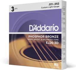 D'Addario EJ26-3D Phosphor Bronze Westernsnaren 3-Pack (11-52) — thumbnail 3