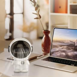 Bladloze Bureaublower - Persoonlijke Ventilator - Bureau Verkoeling - Astronaut Vorm - 10x115x10 cm - Wit — thumbnail 2
