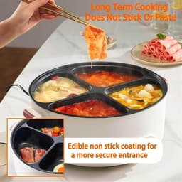 Elektrische Stoofpot - Multicooker 4 Vaks - Gelijk Koken - Dubbele Temperatuurzones - 6 Liter Capaciteit - Roestvrij Staal — thumbnail 2