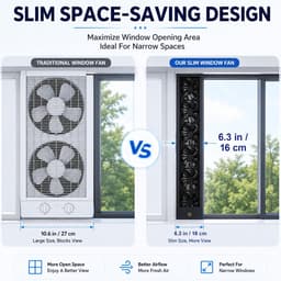 Verticale Raamventilator - Schuifraam Ventilator - Luchtcirculatie Binnen - Omkeerbare Luchtstroom - 75-80 cm - Zwart — thumbnail 3