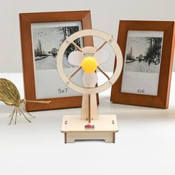 Houten Ventilator - Doe-het-zelf Kit - Natuurkunde Leren - Veilig Ontwerp - 9 x 7.5 x 18 cm - Houtkleur — thumbnail 2