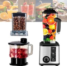 Keukenmachine Combo - 3-in-1 Apparaat - Ingrediënten Verwerken - Vleesmolen Sapcentrifuge - 2000ml 1000ml 800ml - Zilver — thumbnail 1