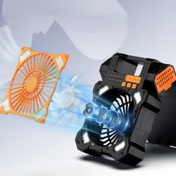 Ventilator op zonne-energie - 8000 mAh - Opladen via zonnepaneel - Draagbare campingventilator - Multifunctioneel met LED-verlichting - Type-C opladen - Stille reisventilator - Oranje — thumbnail 2