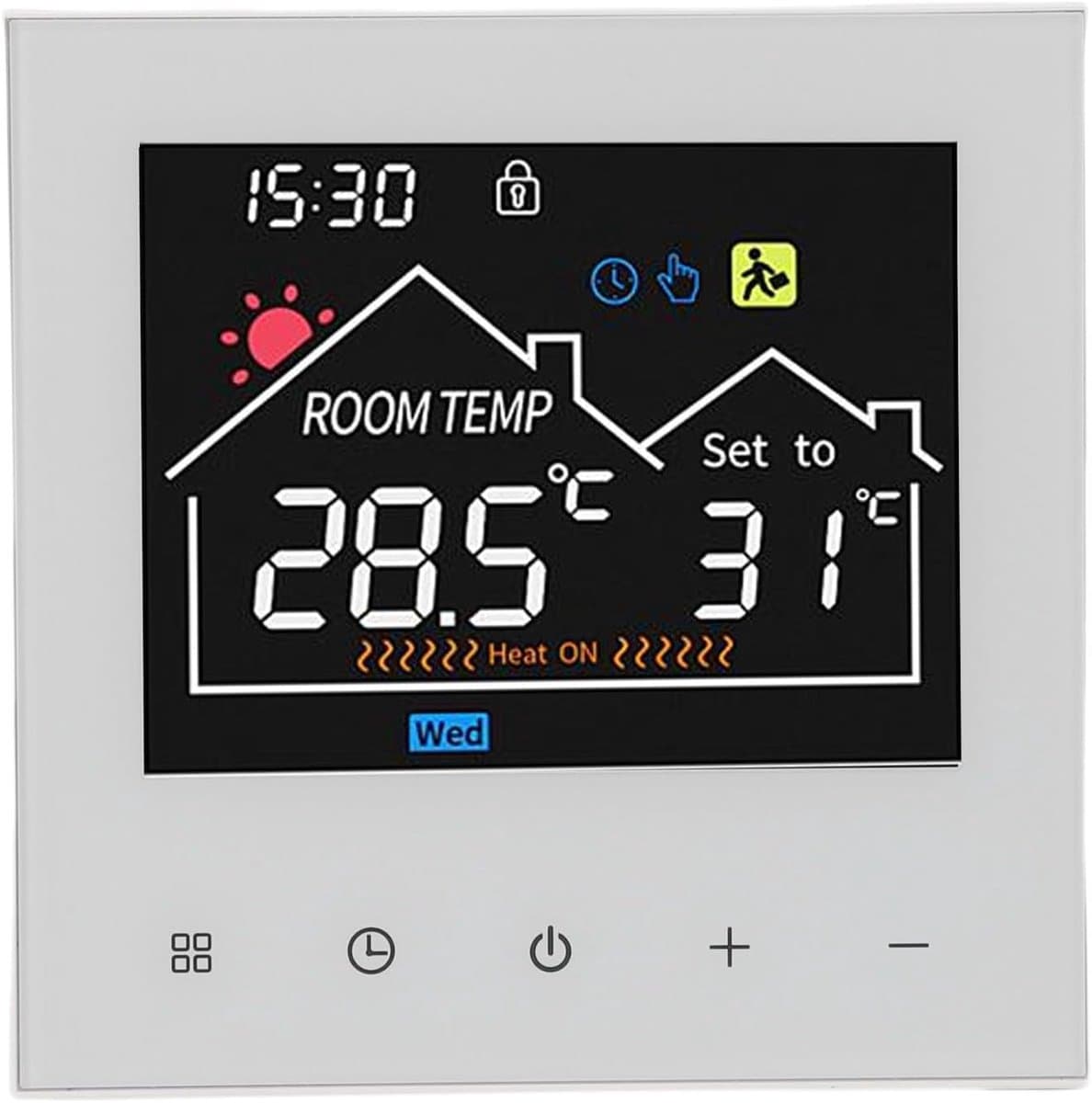 Slimme Thermostaat - Programmeerbare Thermostaat - Energie Besparen - Touchscreen Bediening - 86 x 86 mm - Wit — afbeelding 1