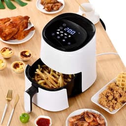 Slimme Heteluchtfriteuse - Olievrije Frituurpan - Gezond Koken - Touchscreen Bediening - 3 Liter - Rood — thumbnail 5