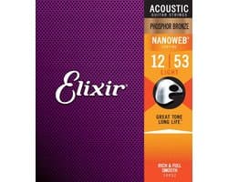 Elixir Strings NANOWEB - Akoestische Gitaarsnaren - Phosphor Bronze - Light Gauge - 12-16-24-32-42-53