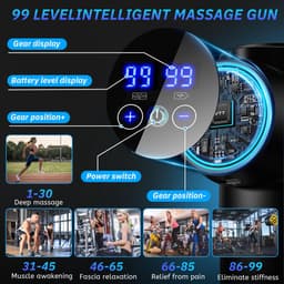 Spiermassagepistool met LCD-touchscreen - 99 snelheden - 8 massagekoppen - verlichting van spierpijn - Luxento — thumbnail 5