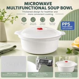 Magnetron servies set 6-delig - 900-1600 ml - met deksel - ideaal voor verwarmen en bewaren - ShopVlot — thumbnail 5