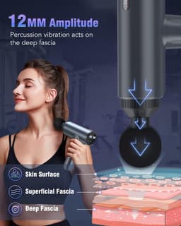 Massagepistool - Spierherstel Tool - Spierpijn Verlichten - 30 Niveaus 6 Koppen - 19x6x18 cm - Zwart — thumbnail 2