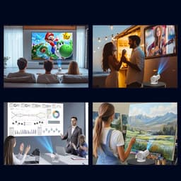 Mini-projector - Home cinema-projector - Draagbare projector - Draadloze wandprojectie en schermspiegeling - Ultra HD - Android-systeem - Wit — thumbnail 5