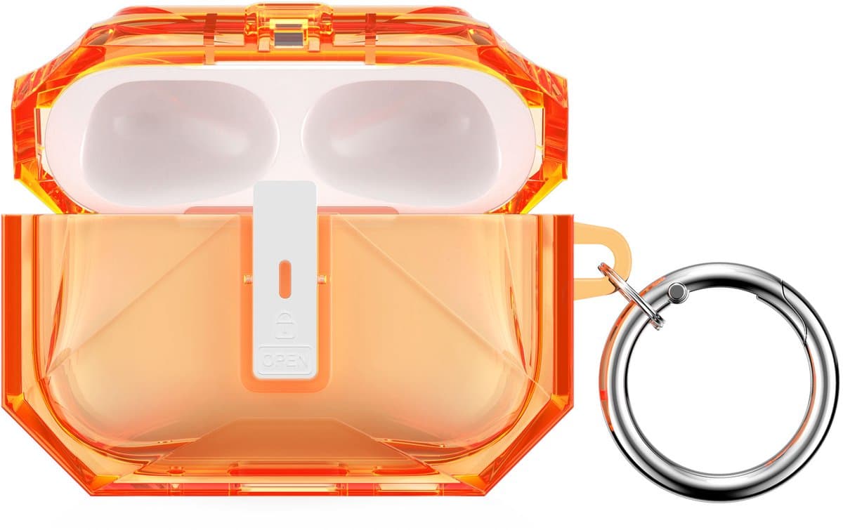 kwmobile Earphones Case for Apple Airpods Pro 3 Case - Clear TPU Silicone Earbuds Cover - Orange / Transparent — afbeelding 1