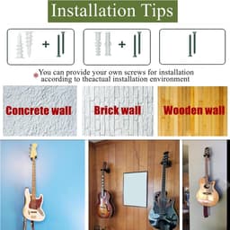 Gitaar Wandhouder - Muziekinstrument Hanger - Instrumenten Ophangen - Automatisch Vergrendelend - 21.5 cm - Zwart — thumbnail 4