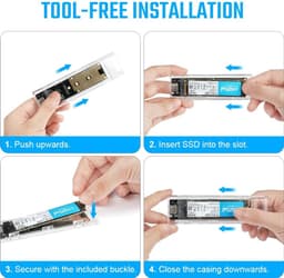 M.2 NVMe en SATA SSD-behuizing, m2 adapter externe harde schijf schijf, m2 USB 3.1 SSD adapterbehuizing USB-C harde schijf voor M.2 PCIe NVME M-Key & M+B-Key 2230/2242/2260/2280 — thumbnail 4