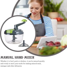 Handmatige Keuken Chopper - Groente Hakker - Maaltijd Voorbereiding - Inklapbare Slinger - 18.5 x 18.5 x 22 cm - Grijs — thumbnail 4