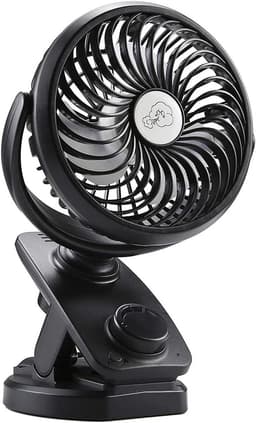 Mini tafelventilator, clipventilator met 90° automatische rotatie, 360° rotatie, USB-ventilator met diffuserfunctie voor thuis, kantoor, auto, kinderwagen (3600 mAh batterij) — thumbnail 1