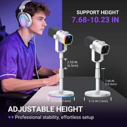 FIFINE AM8 PROS - USB / XLR Studio Microfoon - Geschikt voor PC/PS4/PS5 - RGB - Podcast - Gaming - Streaming - Wit — thumbnail 5