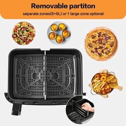 Heteluchtfriteuse – Airfryer - Airfryer Oven XXL - 12L - Dubbele Kookkamer Instelbaar - 2000W - 240V - 8 Voorgeprogrammeerde Programma's - LED Touchscreen - Kijkvenster - Zwart — thumbnail 4
