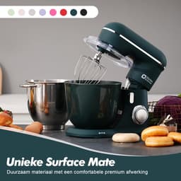 Keukenmachine - Standmixer - Bakken en koken - Dubbele mengkommen - 4.5L 5L - Donkergroen — thumbnail 5