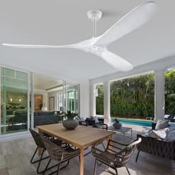 Re-purelife® Koel Zomer Collectie Plafondventilator 176 cm Wit - 3 Massief Houten Bladen - Zonder Verlichting - Met Afstandsbediening - 6 Snelheden, Omkeerbare Motor en Geheugenfunctie - voor winter en zomer — thumbnail 4