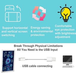 SnelShoppen - 5 Inch IPS USB Mini Scherm, Tweede Monitor voor Computerbehuizing met Temperatuurweergave, Type C Sub-Scherm met Beugel, 360 Graden Rota — thumbnail 4