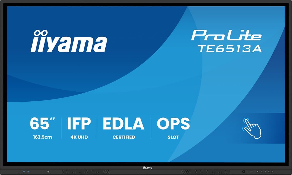 iiyama TE6513A-B3AG beeldkrant Interactief flatscreen 163,8 cm (64.5") LCD Wifi 500 cd/m² 4K Ultra HD Zwart Touchscreen Type processor Android 24/7 — afbeelding 1