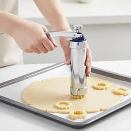 Koekjesmaker Pers - Bakgereedschap Koekjes - Zelf Koekjes Maken - Roestvrij Staal - 22 cm - Zilver — thumbnail 2