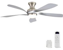 Plafondventilator Met Lamp - 5 ABS Bladen - Ø 132 cm - Dimbare lamp - Met Afstandsbediening - 6 ventilatorstanden - LED's Light - Zilver — afbeelding 1