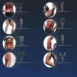Elektrisch massagepistool - 12V massagepistool - 30 standen - Draagbaar fascia-pistool - Spiermassage - 8 massagekoppen - Krachtig - Inclusief opbergkoffer - Koolstofvezel - Zwart — thumbnail 4