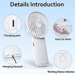 Oplaadbare USB Handventilator - Draagbare Mini Ventilator met 4 Snelheden voor Thuis, Kantoor en Reizen — thumbnail 3