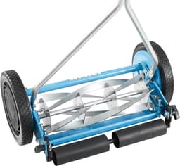 Duwmaaier met Slijper - Handmaaier Gazon - Gazon Onderhoud - Milieuvriendelijk Geluidloos - 16 Inch Snijbreedte - Blauw — thumbnail 4