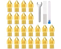 MMOBIEL 20x E3D Extruder Printer Nozzles 0,6 mm messing E3D V5-V6 3D voor 1,75 mm filament