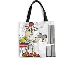 MuchoWow® Schoudertas - Strandtas - Big Shopper - Boodschappentas - Gamer - Televisie - Console - 45x45 cm - Katoenen tas