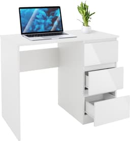 Bureau met drie lades, 90 x 76 x 50 cm, wit, van spaanplaat ML-Design — thumbnail 1