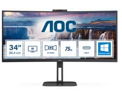 AOC V5 CU34V5CW - QHD Curved Ultrawide Monitor - USB-C - 65w - Webcam - 34 inch