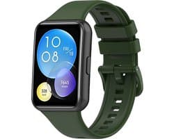 Siliconen Smartwatch bandje - Geschikt voor Huawei Watch Fit 2 siliconen bandje - legergroen - Strap-it Horlogeband / Polsband / Armband