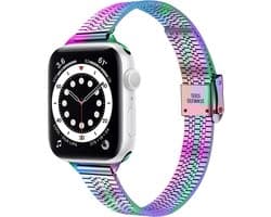 By Qubix - Geschikt voor Apple Watch bandje - Stainless steel slim fit bandje - Multicolor - Geschikt voor Apple Watch 38 mm / 40 mm / 41 mm / 42 mm - Smartwatch bandje