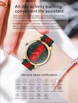 Darenci Smartwatch Majestic – Unisex Smartwatch met Touchscreen – Activity Tracker met Stappenteller, Bloeddrukmeter, Zuurstofmeter & Calorieënteller – Siliconen Band – Zwart/Grijs — thumbnail 5