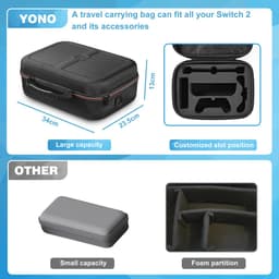 YONO Case XL geschikt voor Nintendo Switch 2 - Opberg Koffer Beschermhoes - Hoesje met Opbergvak voor Games en Accessoires - Zwart — thumbnail 2