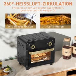 Homcom Air Fryer Oven-Roestvrij staal, gehard glas-32L x 27,2B x 29,8H cm-Zwart — thumbnail 6