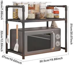 Magnetron Standaard voor Keuken - Metalen Plank met Haken en Geen Boreisen — thumbnail 3