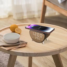 longziming -Digital Alarm Clock – 3-in-1 Draadloze Oplader – 15W Draadloze Oplader met Digitale Klok en Temperatuurweergave – Compact, Veilig en Stijlvol voor Thuis en Kantoor — thumbnail 5