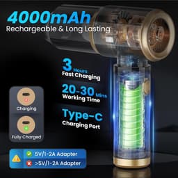 Stofzuiger - Handstofzuiger - Stofzuiger Draadloos - Usb Oplaadbare Draagbare Mini Stofzuiger - 15000 Pa - Lichtgewicht Handstofzuiger - Voor Auto, Toetsenbord, Huisdierhaar, Thuis, Kantoor - Zwart — thumbnail 2