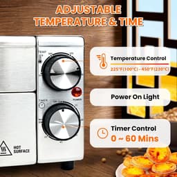 Elektrische Pizzaoven en Heteluchtfriteuse (Airfryer) - RVS, 1800W, Timer & Temperatuur Instelbaar — thumbnail 4