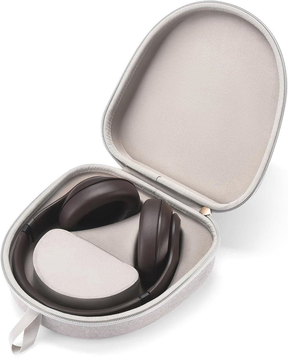 Draagtas voor Draadloze Bluetooth Koptelefoons - Beschermhoes met Magnetische Sleuf voor Kabel - Grijs — afbeelding 1