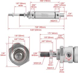 Pneumatische slanke Air Cilinder 25mm Bore 50mm Stroke Double Acting — thumbnail 4