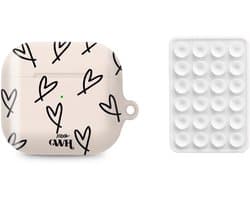 xoxo Wildhearts AirPods hoesje All Yours Beige & Zwart + Telefoonsticker Stick On Me Square Wit – geschikt voor AirPods 4