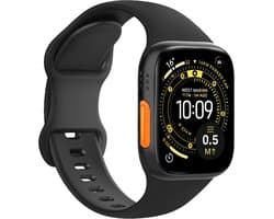 Horloge Bandje Geschikt voor Apple Watch Ultra 1, 2, 3 (49 mm) Bandje Siliconen Polsband - Siliconen Bandje Smartwatch - Zwart
