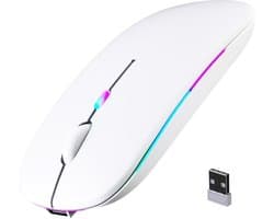 Ntech - Muis Draadloos - Draadloze Muis Laptop Wit - Bluetooth Muis Draadloos - Ergonomisch - Laptop en gaming - Extra Stil